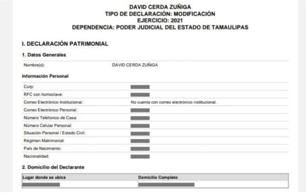 Declaración patrimonial del colaborador de Cabeza de Vaca
