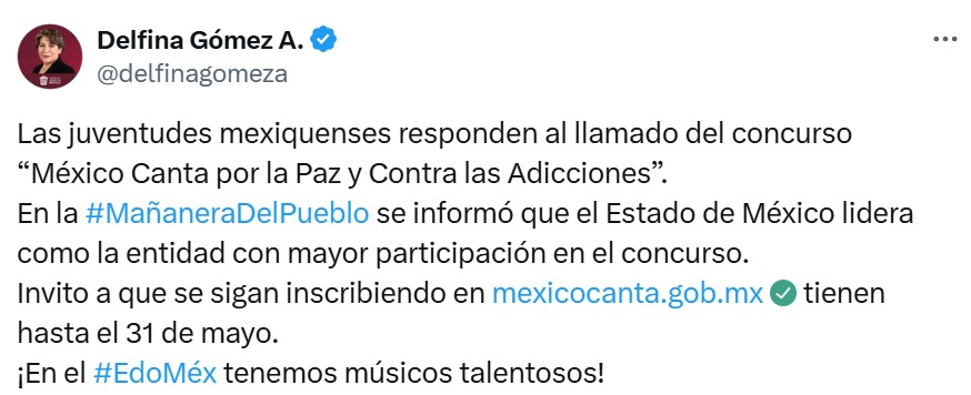 Delfina Gómez, Mexico Canta