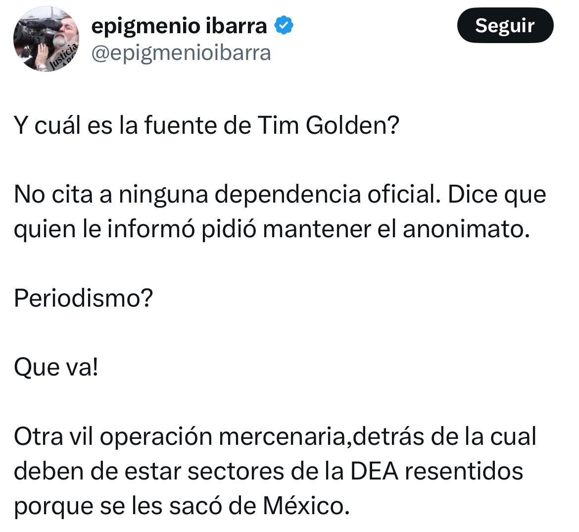 Epigmenio Ibarra responde a Tim Golden