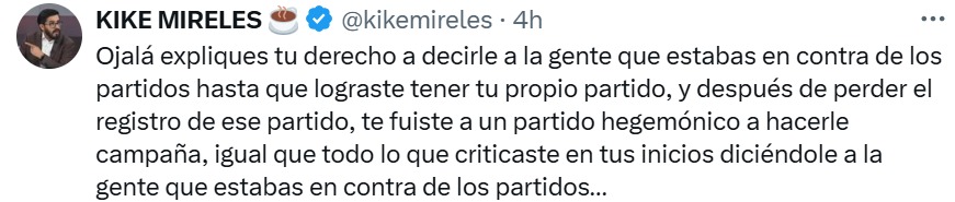 Explique estuvo contra los partidos