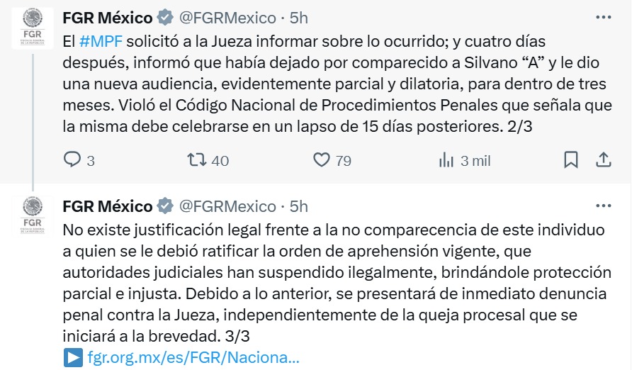 FGR denunciará jueza Aureoles