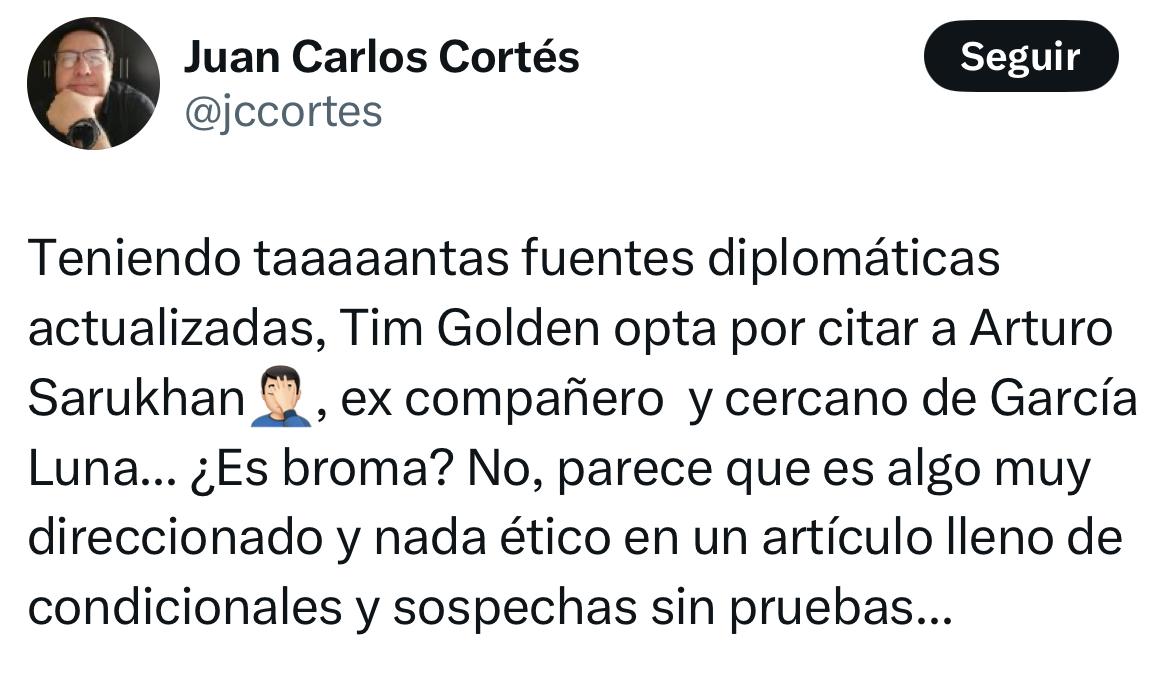 JC Cortés responde a Tim Golden