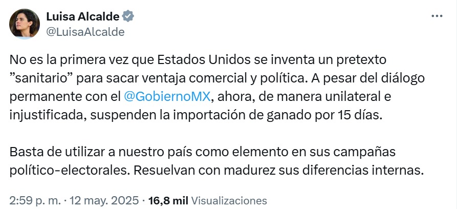 Luisa María Alcalde en X