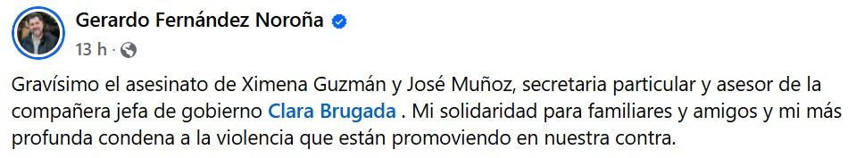 Noroña condenó asesinato 