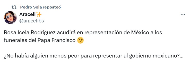 Pedro Sola critica a Rosa Icela