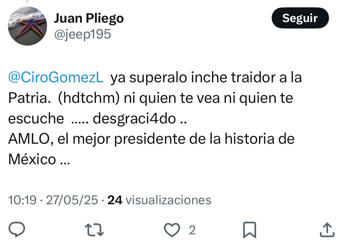 Redes critican a Ciro Gómez