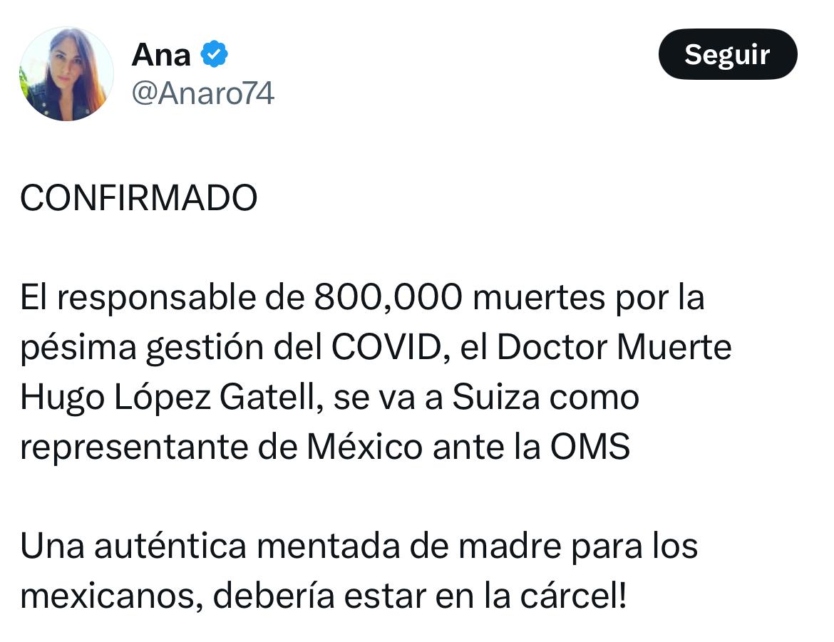 Ana reacciona a nombramiento de Gatell