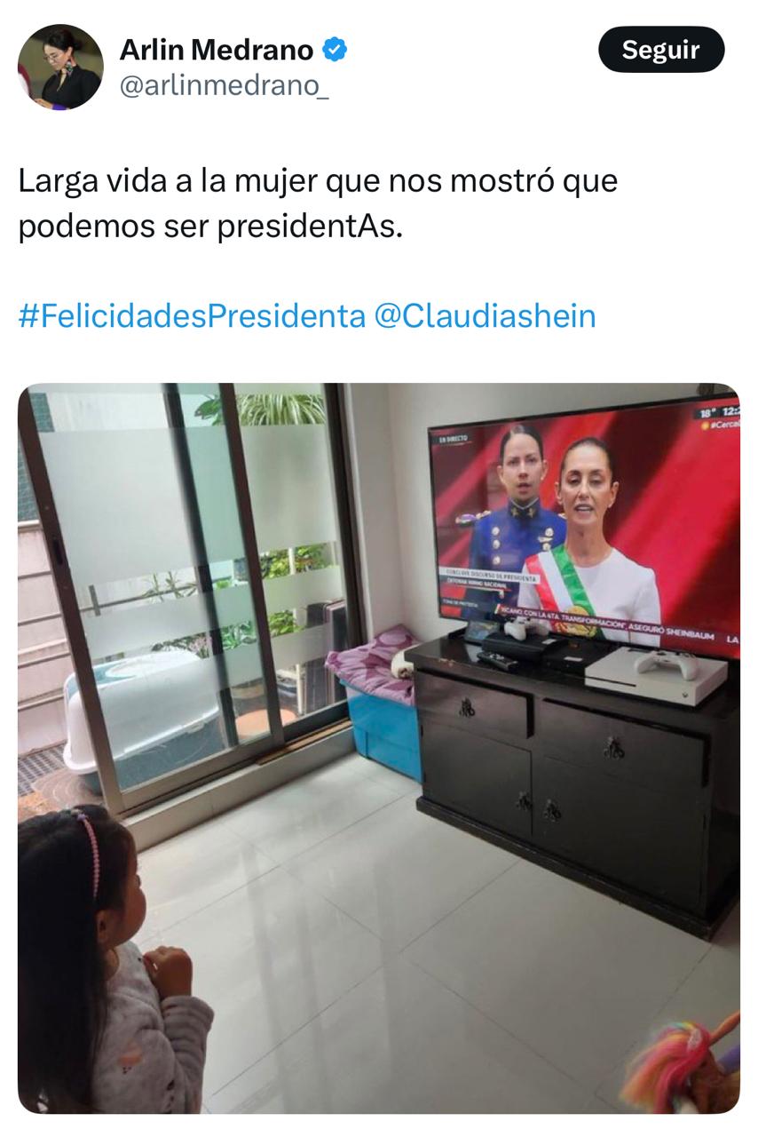 Arlin Medrano felicita a Sheinbaum