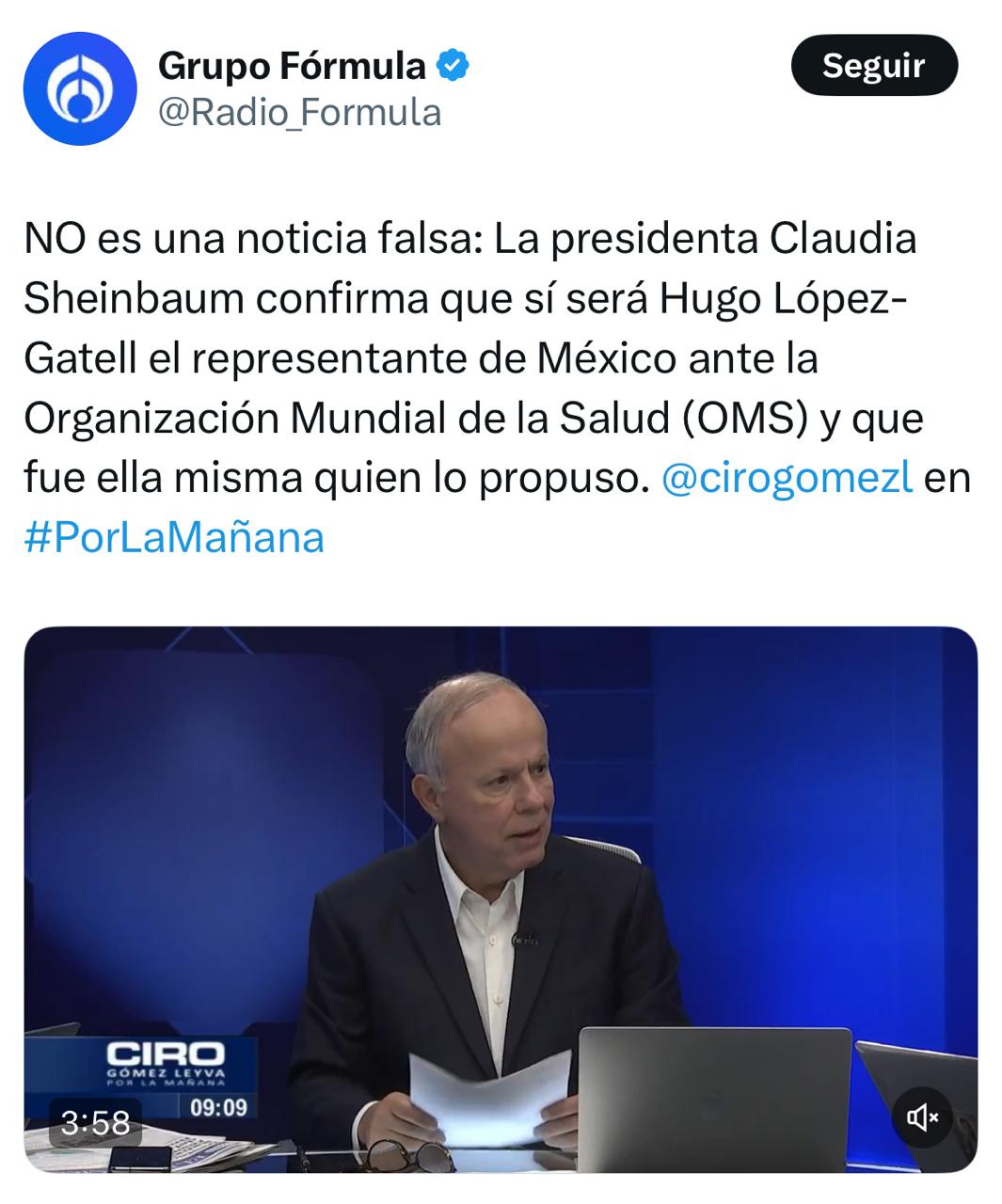 Ciro Gómez reacciona a nombramiento de Gatell