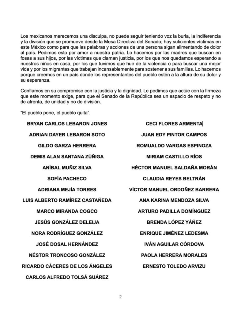 Firmas contra Noroña