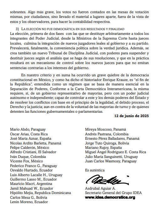 Firmas de Fox y expresidentes