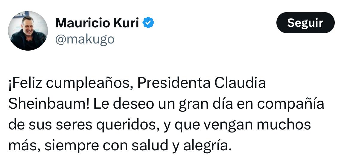 Kuri felicita a Sheinbaum