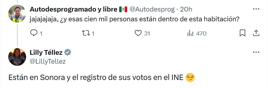 Lilly Téllez presume votos