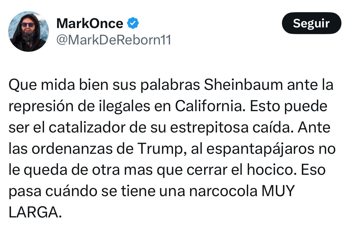 Mark Once responsabiliza a Sheinbaum