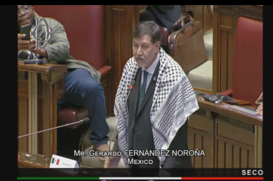 Noroña exige alto al genocidio palestino en Roma