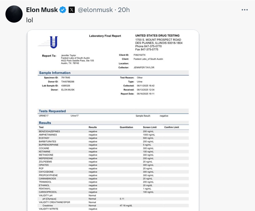 Publicación de Elon Musk