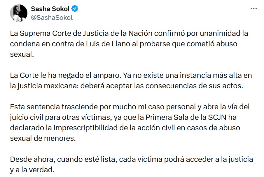 Publicación Sasha Sokol