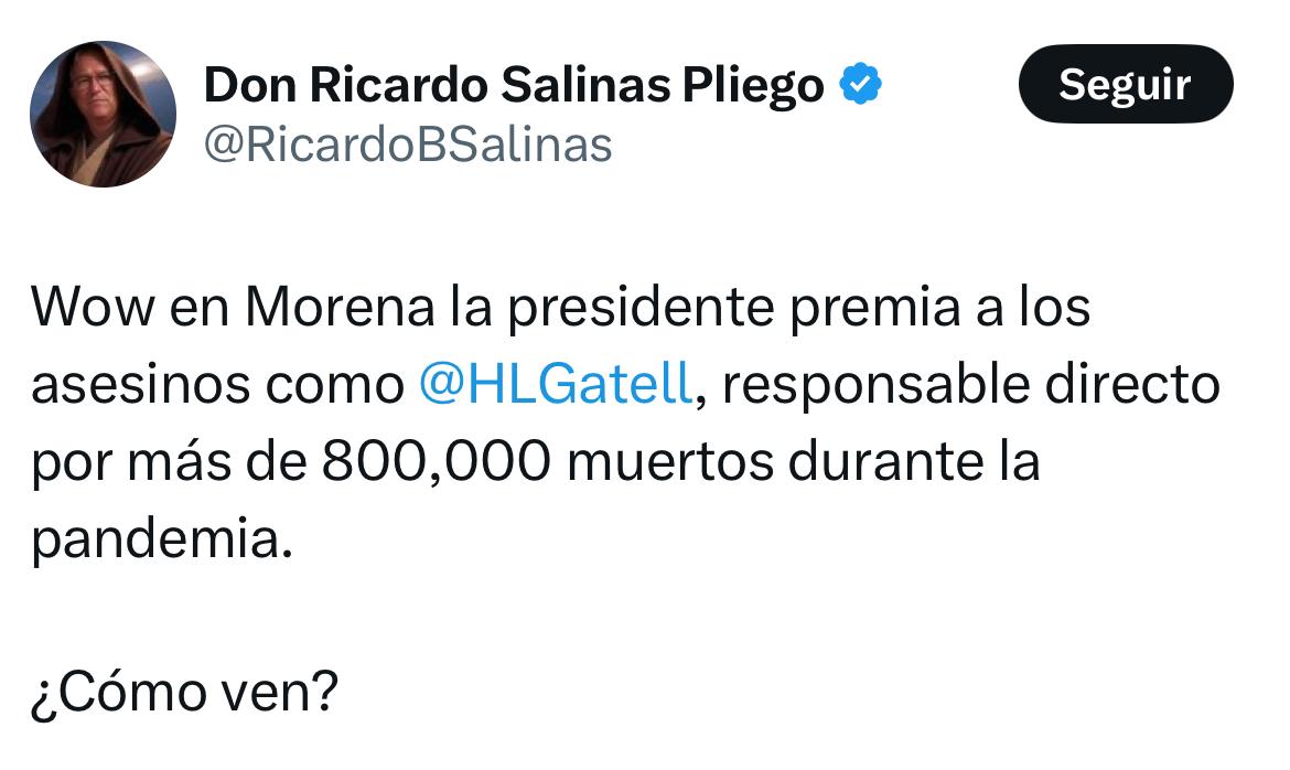 Salinas Pliego reacciona a nombramiento de Gatell