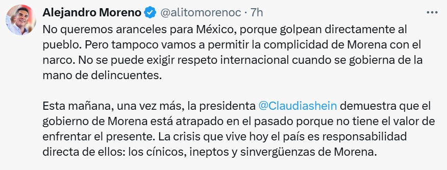 Alito Moreno en X