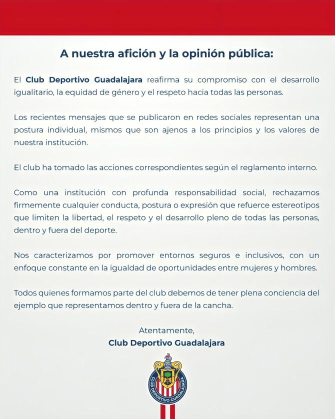 Chivas condena discurso machista de Chicharito