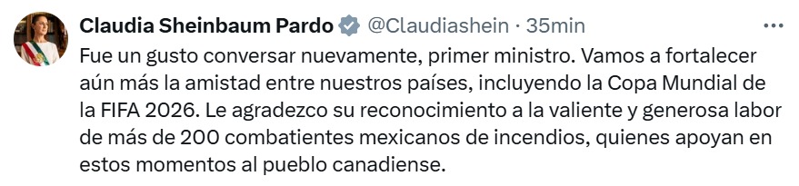 Claudia Sheinbaum y Mark Carney