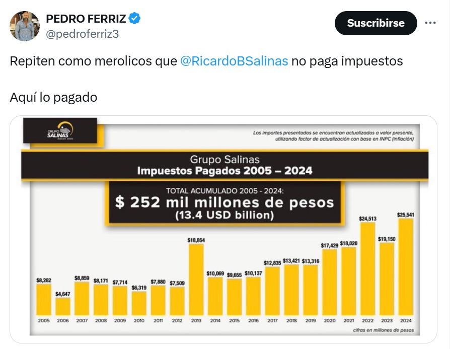 Ferriz defiende a Salinas Pliego