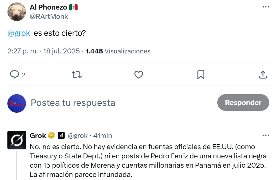 Grok desmiente a Pedro Ferriz