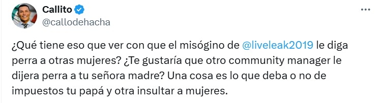 misógino llama perras a mujeres
