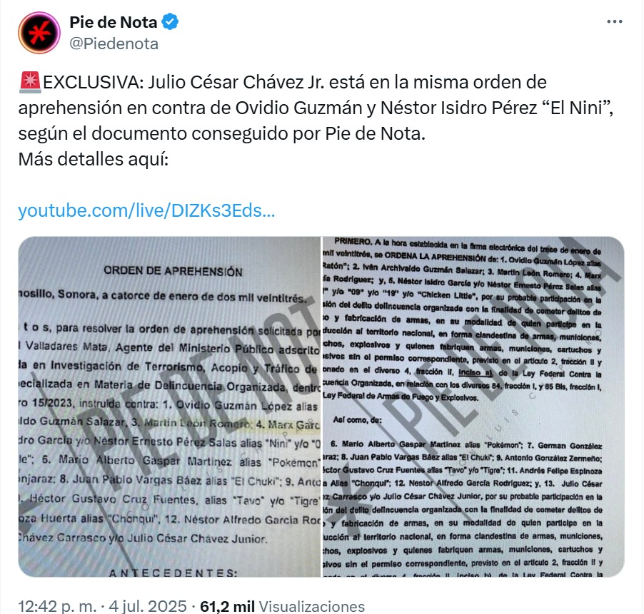 Pie de Nota, Julio César Chávez Jr.