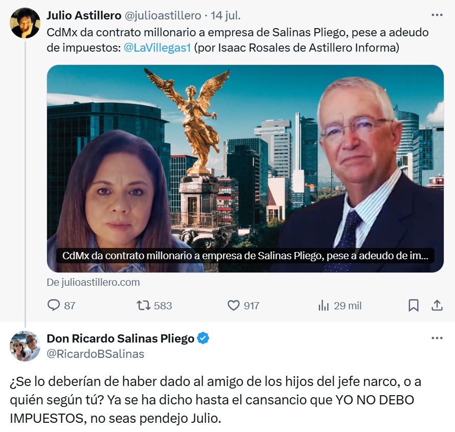 Salinas Pliego insulta a Julio Astillero