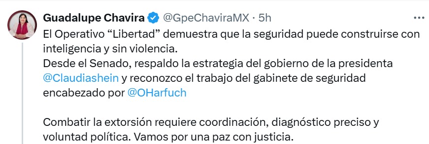 Senadora Chavira en X