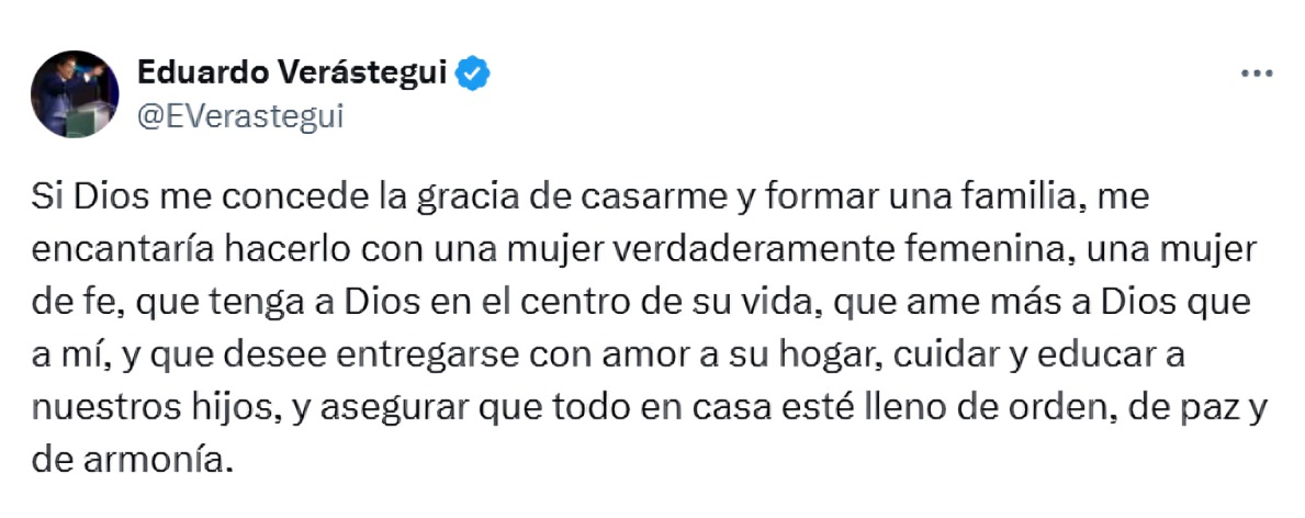 Verástegui revela que quiere casarse con una mujer femenina