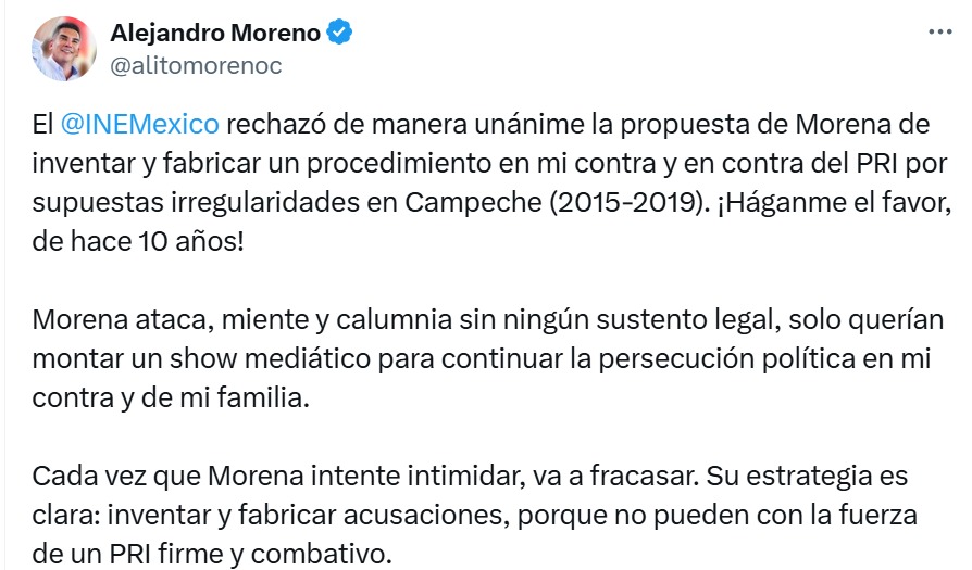 Alito celebra decisión del INE