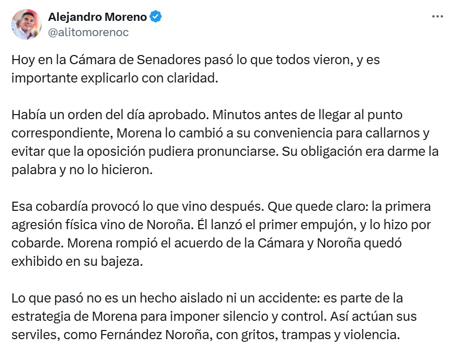 Alito Moreno en X