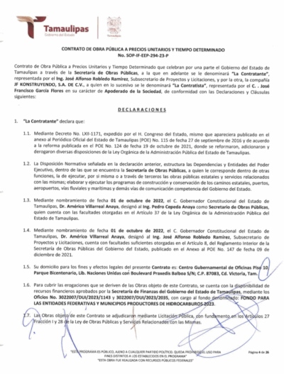 Américo Villarreal contrato