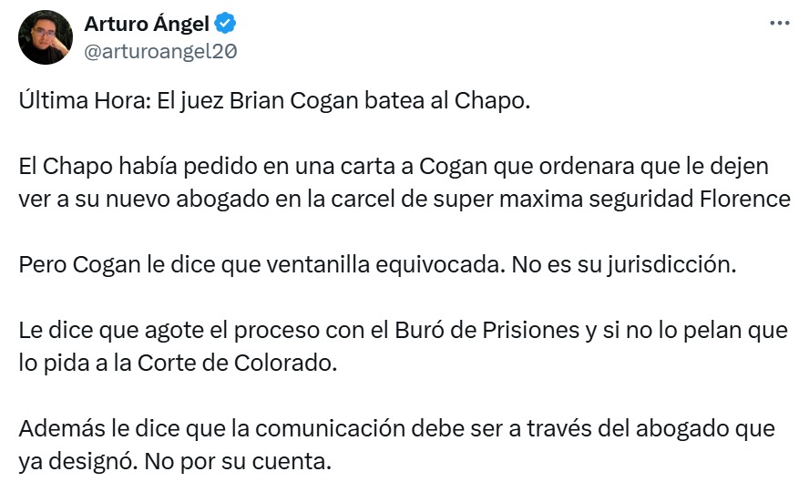 Arturo Angel carta El Chapo