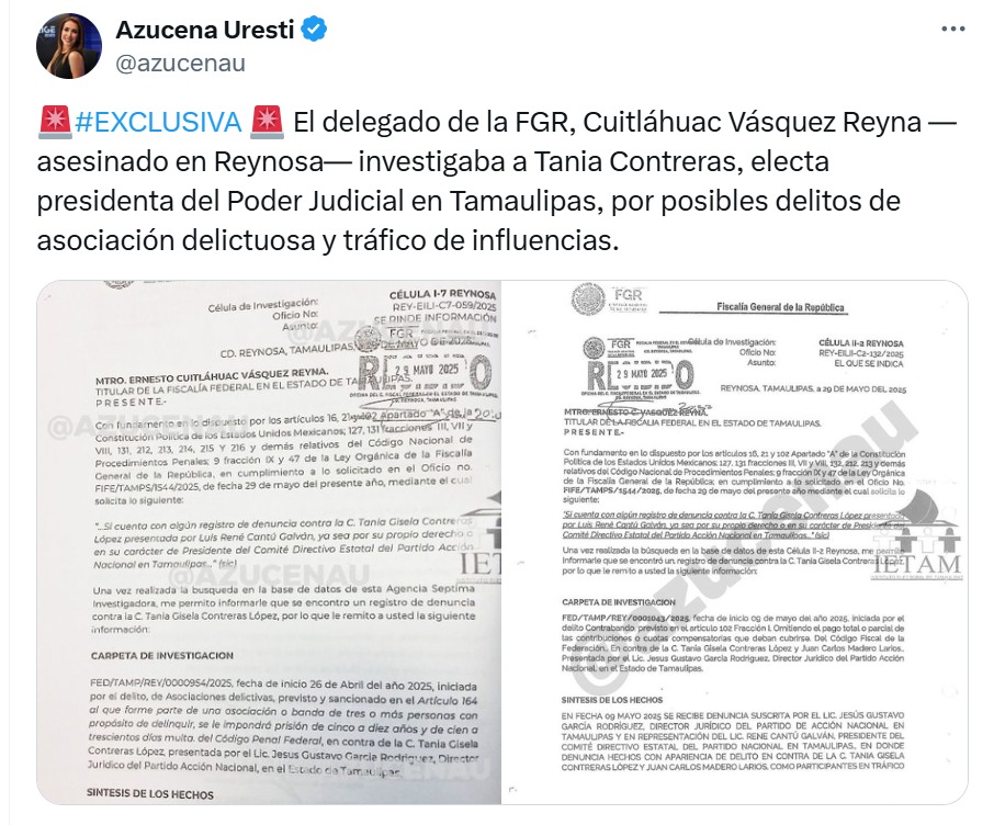 Azucena Uresti acusa a Tania Contreras