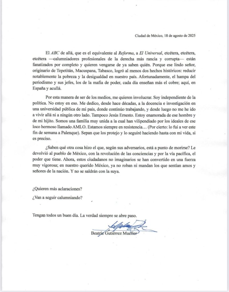 Carta de Beatriz Gutiérrez