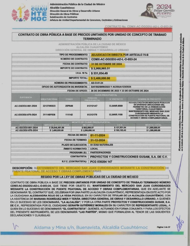 Contratos administración Alessandra Rojo
