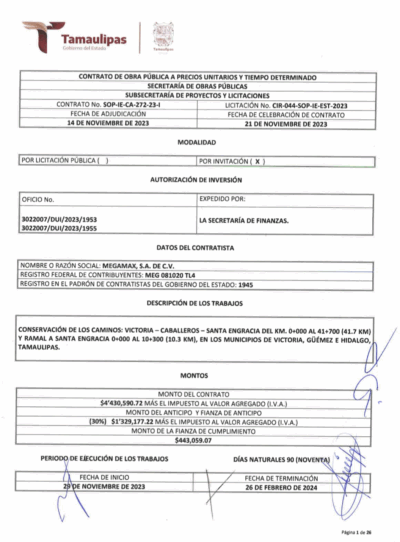 Contratos del gobierno de Américo Villarreal