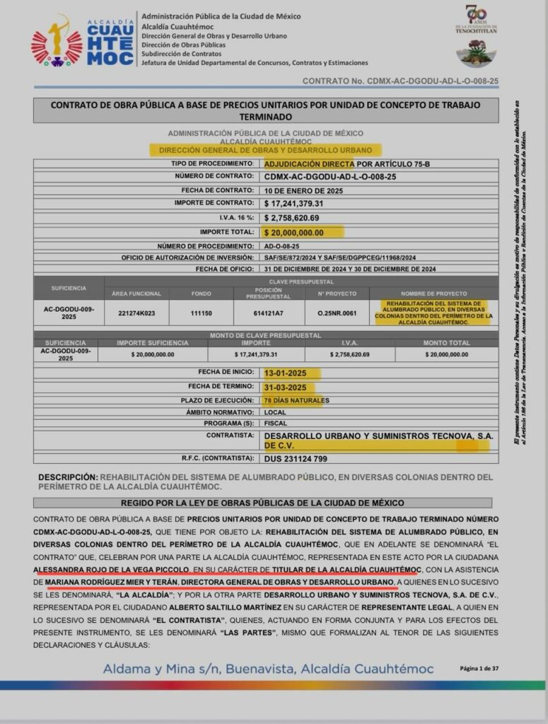 Contratos periodo Alessandra Rojo