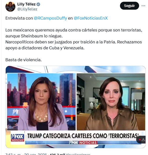 Sheinbaum reacciona a entrevista de Lilly Téllez en Fox News