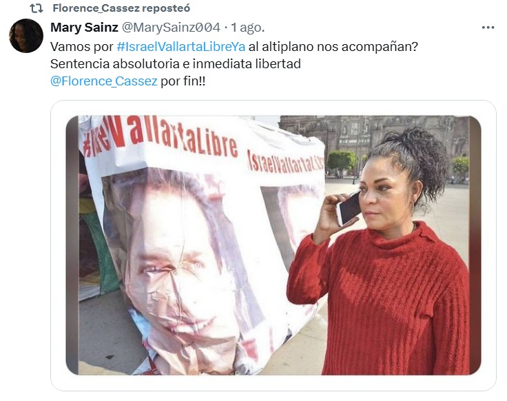 Florence Cassez celebra liberación de Israel Vallarta