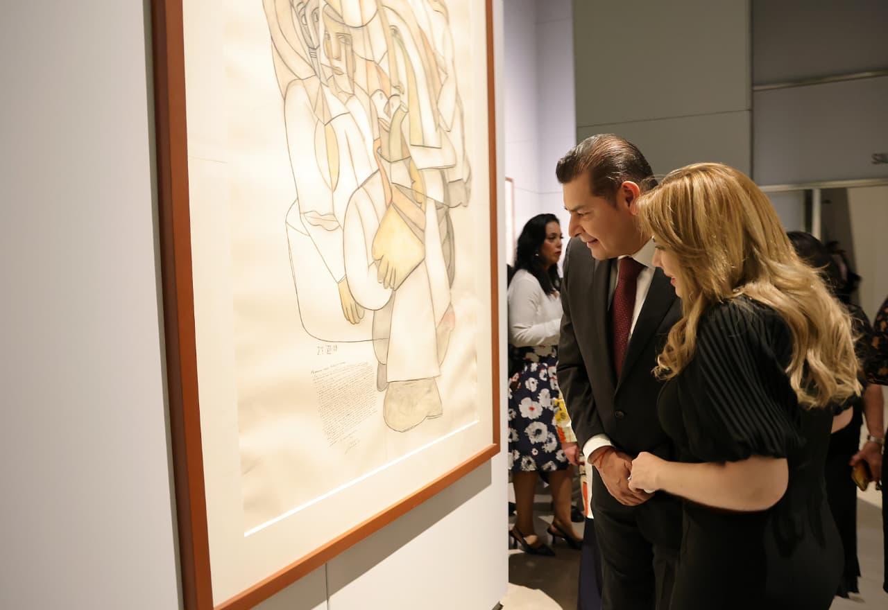 Inauguración de obra de José Luis Cuevas en Puebla