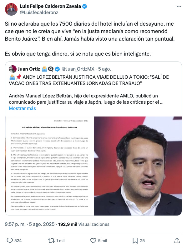 José Ramón López Beltrán hace pedazos al hijo de Calderón