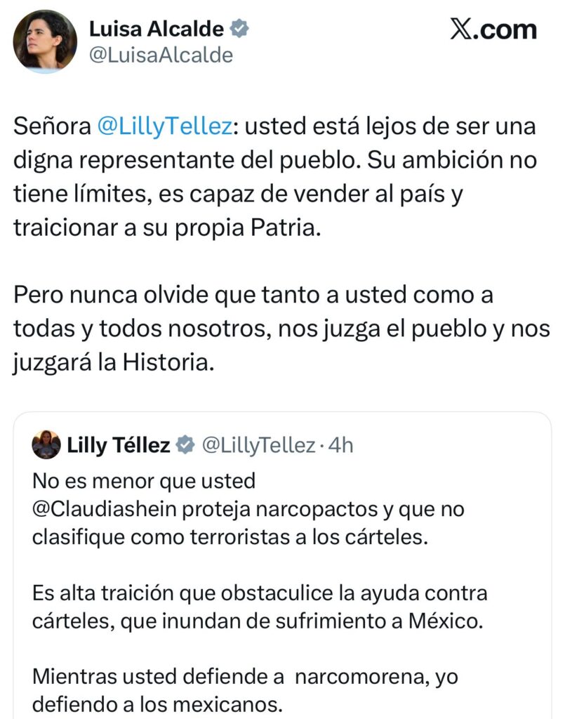 Luisa Alcalde responde Lilly Téllez