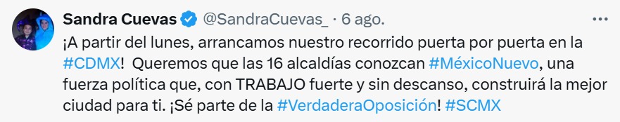 Sandra Cuevas, redes