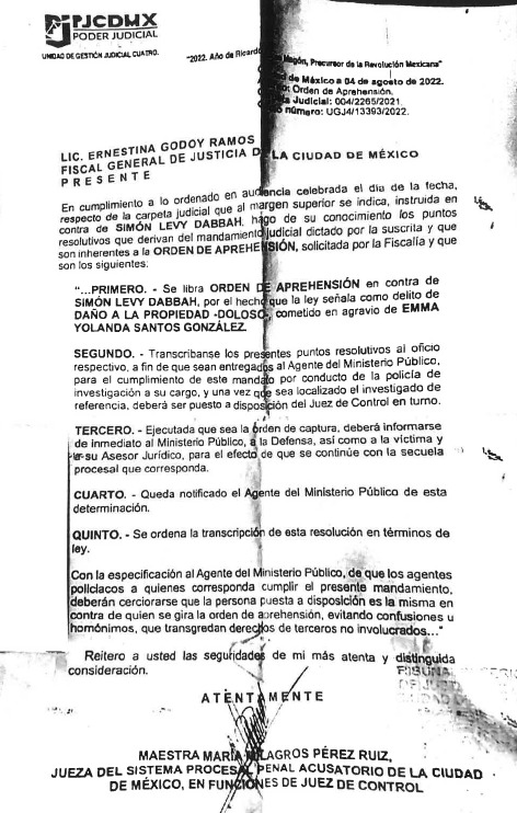 Segunda orden de aprehensión contra Simón Levy