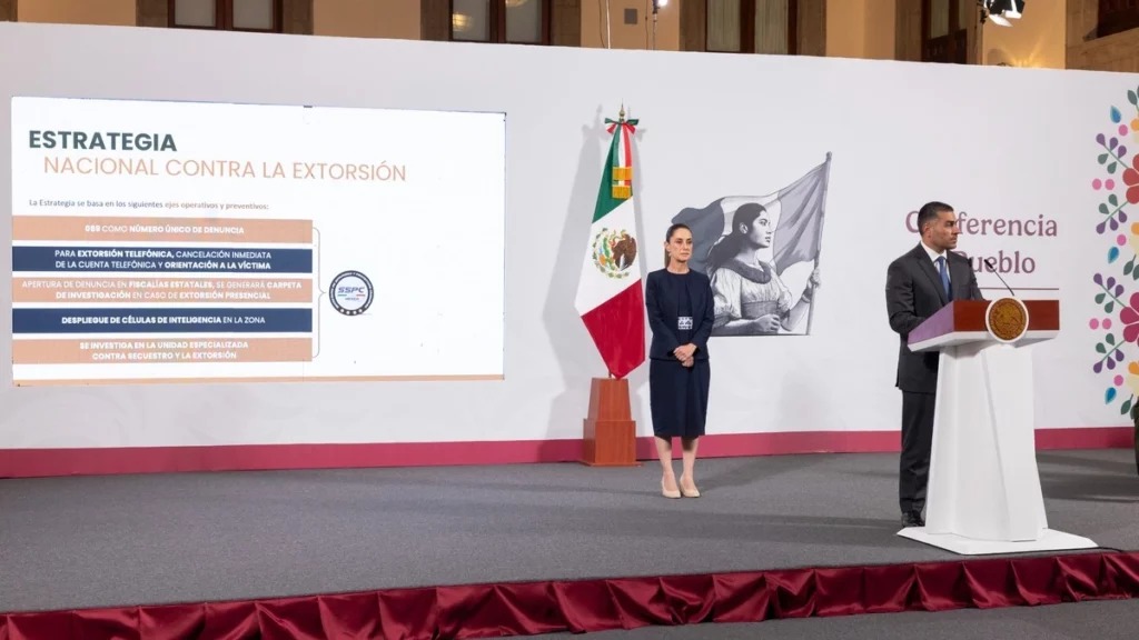 Sheinbaum y Harfuch extorsión 