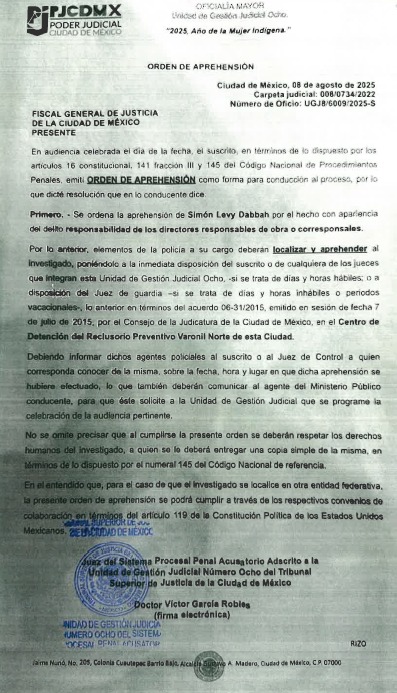 Simón Levy orden de aprehensión